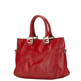 フェンディ ロゴ ショルダーバッグ ハンドバッグ 2WAY レッド レザー レディース FENDI 【中古】
